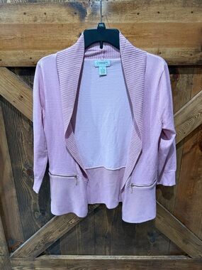 Carmen Marc Valvo open front pink sweater size small